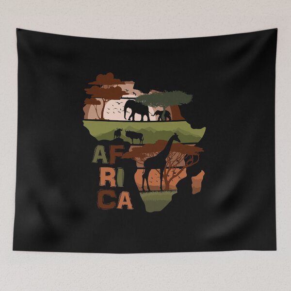 Item preview, Africa Wildlife Savanna Elephant Giraffe Design designed and sold by marke770.