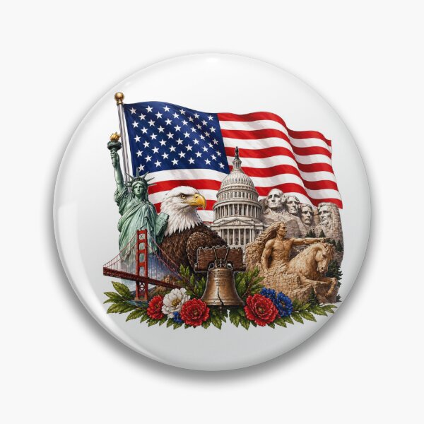 Item preview, American Flag with Golden Gate Bridge and Crazy Horse designed and sold by Myra365Art.