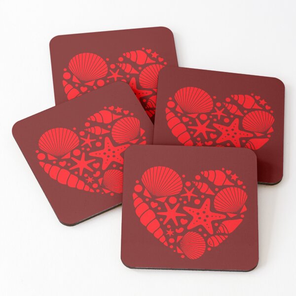 Item preview, Summer Seashell Heart Red Coastal Beach Starfish Ocean designed and sold by SolutionsArt.