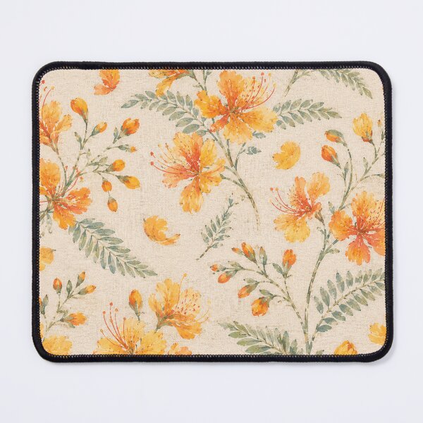 Item preview, Vintage Peacock Flower Botanical Seamless Pattern (Orange-Yellow) designed and sold by Siam Soul Studio.