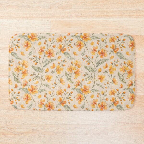 Item preview, Vintage Peacock Flower Botanical  Seamless Pattern (Orange-Yellow) designed and sold by Siam Soul Studio.