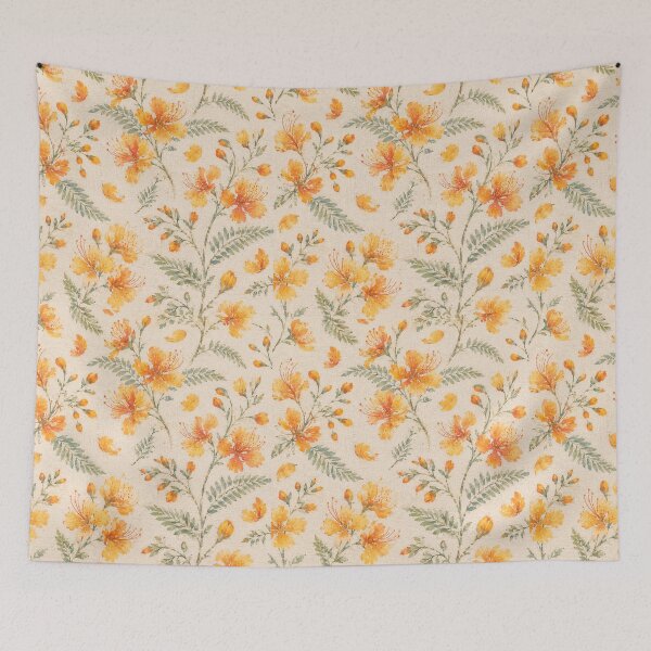 Item preview, Vintage Peacock Flower Botanical  Seamless Pattern (Orange-Yellow) designed and sold by Siam Soul Studio.