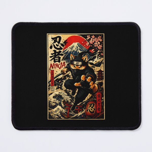 Item preview, Vintage Japanese Warrior Cat Under Mount Fuji Night designed and sold by eliramaison.
