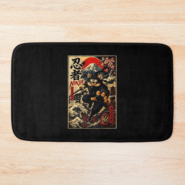 Item preview, Vintage Japanese Warrior Cat Under Mount Fuji Night designed and sold by eliramaison.