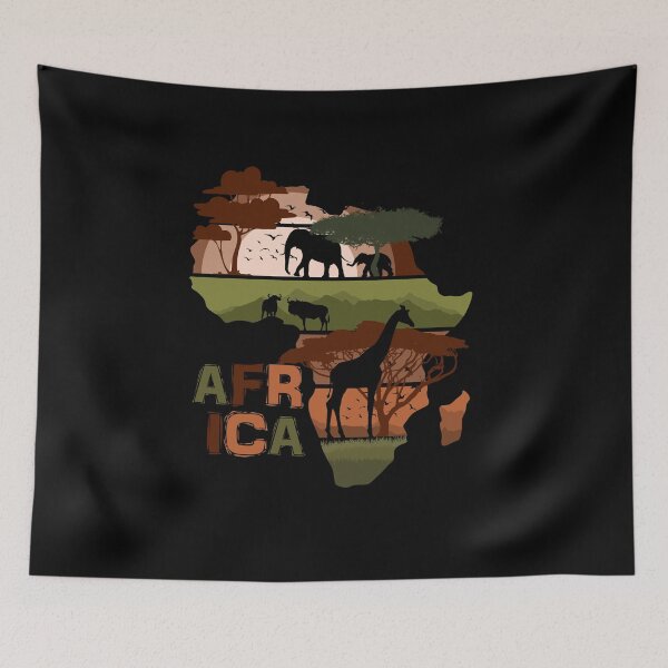 Item preview, Africa Continent Map Safari Wildlife Silhouette designed and sold by marke770.