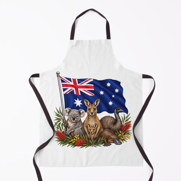 Item preview, Australia Flag with Native Wildlife designed and sold by Myra365Art.