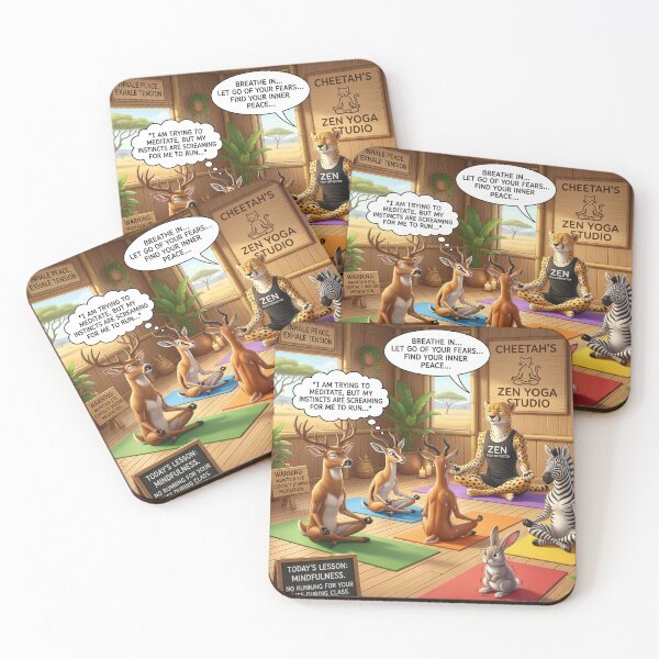 Item preview, Cheetah Zen Yoga Studio Funny Corporate Stress Meme designed and sold by SoftAuraStudi0.