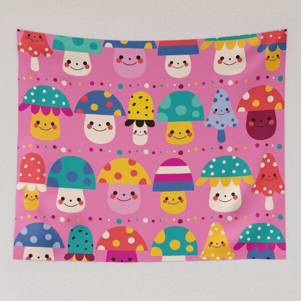 Item preview, Cute Kawaii Mushroom Pattern | Colorful Happy Mushrooms Seamless Design designed and sold by RJACreative.
