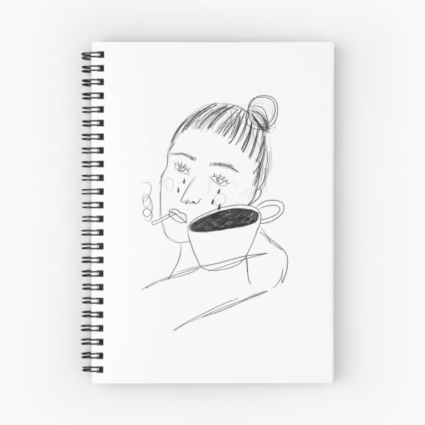 Item preview, Sad Girl Crying Tears Into Coffee Mug Line Art designed and sold by mitteeberlin.