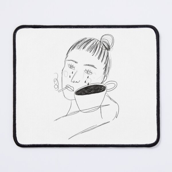 Item preview, Sad Girl Crying Tears Into Coffee Mug Line Art designed and sold by mitteeberlin.