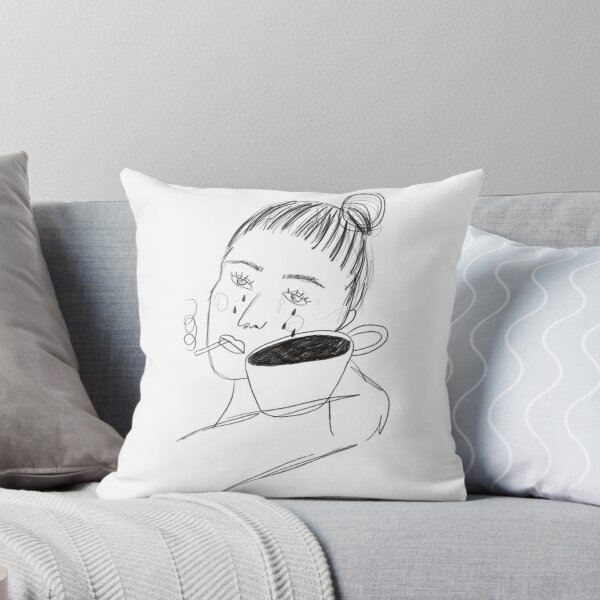 Item preview, Sad Girl Crying Tears Into Coffee Mug Line Art designed and sold by mitteeberlin.