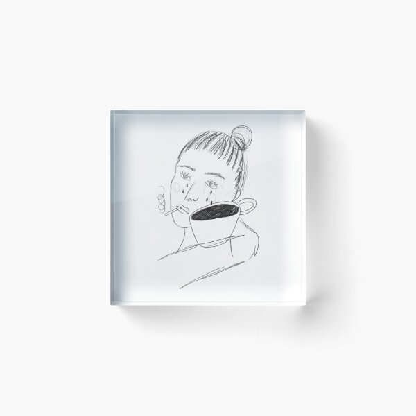 Item preview, Sad Girl Crying Tears Into Coffee Mug Line Art designed and sold by mitteeberlin.