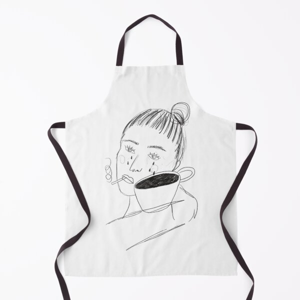 Item preview, Sad Girl Crying Tears Into Coffee Mug Line Art designed and sold by mitteeberlin.