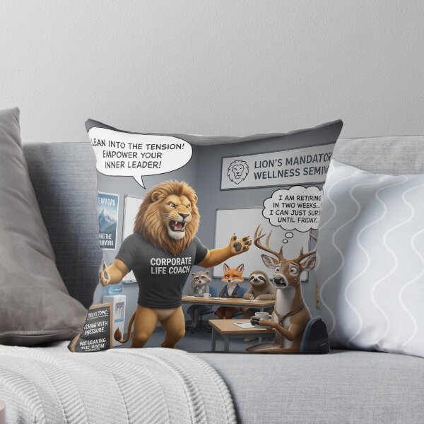 Item preview, Lions Mandatory Wellness Seminar Funny Corporate Burnout Meme designed and sold by SoftAuraStudi0.