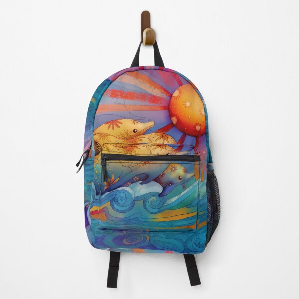 Item preview, Vibrant Sunset Rainbow Dolphins Dreampop designed and sold by Karin Taylor.