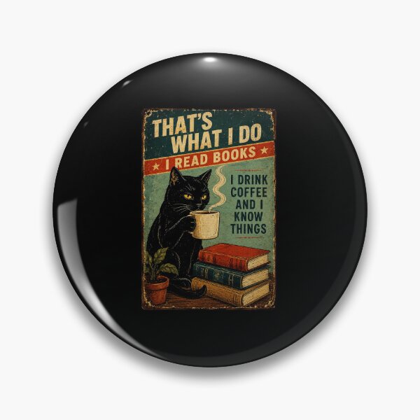 Item preview, Black Cat Reading Books and Drinking Coffee Vintage Humor designed and sold by eliramaison.