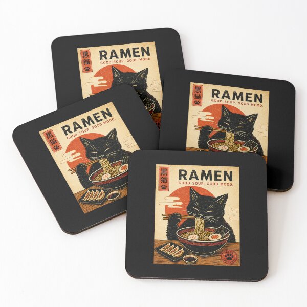 Item preview, Black Cat Ramen Dinner Vintage Japanese Noodle Shop designed and sold by ferminhays.