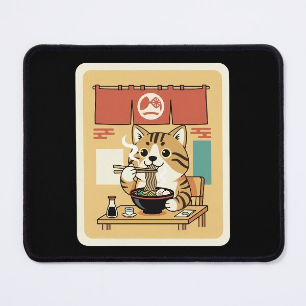 Item preview, Striped Ramen Cat Enjoying a Warm Bowl of Noodles designed and sold by JordynLadukeg65.