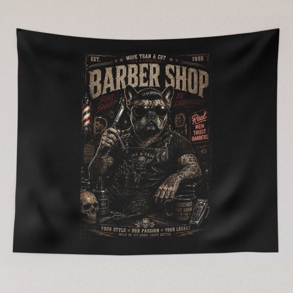 Item preview, Legendary Bulldog Barber Vintage Shop with Classic Tattoo Vibes designed and sold by Modaozushi216.