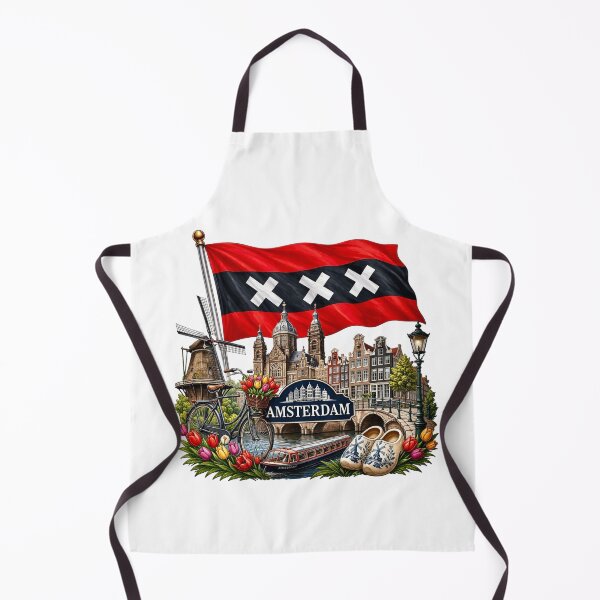Item preview, Amsterdam Flag with City Icons Netherlands designed and sold by Myra365Art.