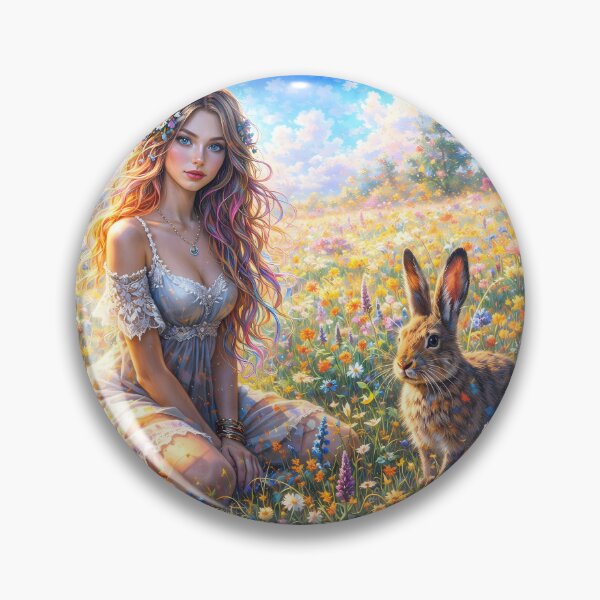 Item preview, Cottagecore Aesthetic Girl and Wild Rabbit designed and sold by M-Y-A-R-T-.