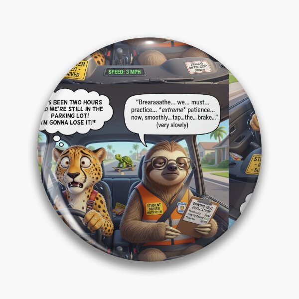Item preview, Funny Sloth Driving Instructor and Cheetah Student Driver Meme designed and sold by SoftAuraStudi0.