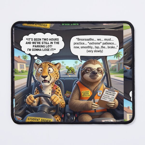 Item preview, Funny Sloth Driving Instructor and Cheetah Student Driver Meme designed and sold by SoftAuraStudi0.