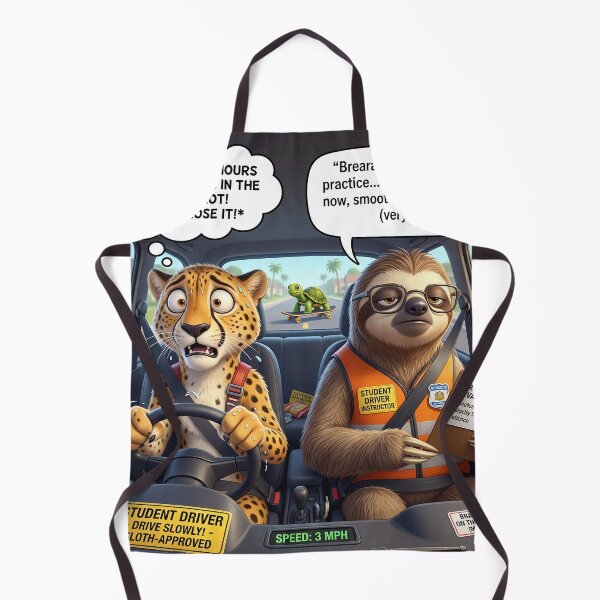 Item preview, Funny Sloth Driving Instructor and Cheetah Student Driver Meme designed and sold by SoftAuraStudi0.