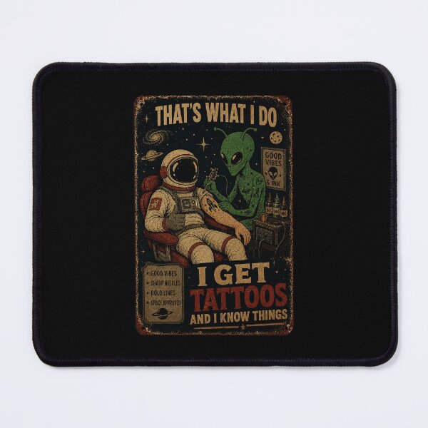 Item preview, Funny Alien Tattoo Artist and Astronaut Retro Space designed and sold by eliramaison.
