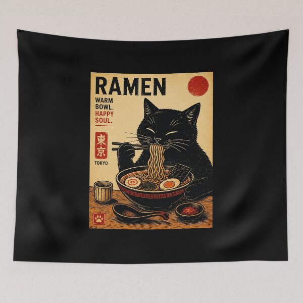 Item preview, Happy Soul Black Cat Ramen Vintage Japanese Food designed and sold by ferminhays.
