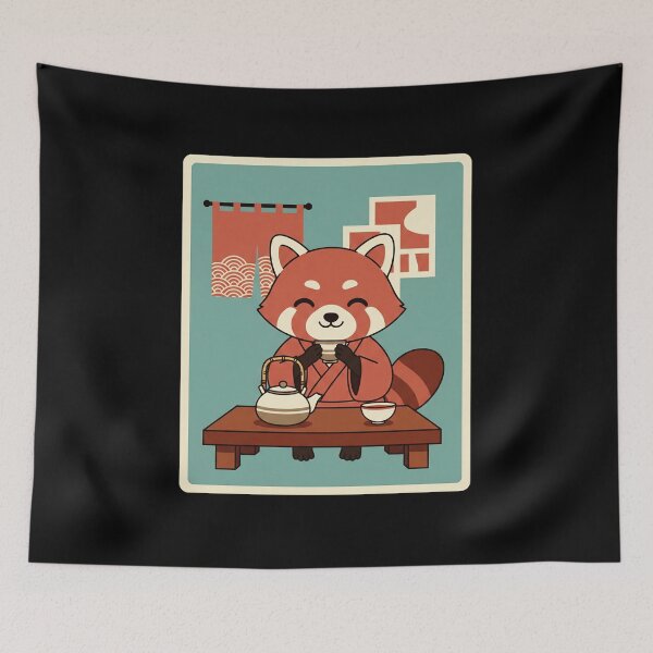 Item preview, Happy Red Panda Tea Time in a Cozy Quiet Corner designed and sold by JordynLadukeg65.