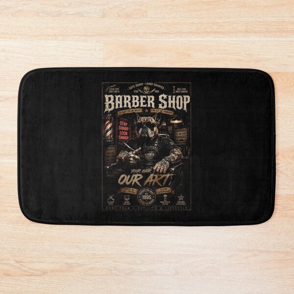 Item preview, Vintage Bulldog Barber Shop Poster with Gritty Tattoo Style designed and sold by Modaozushi216.