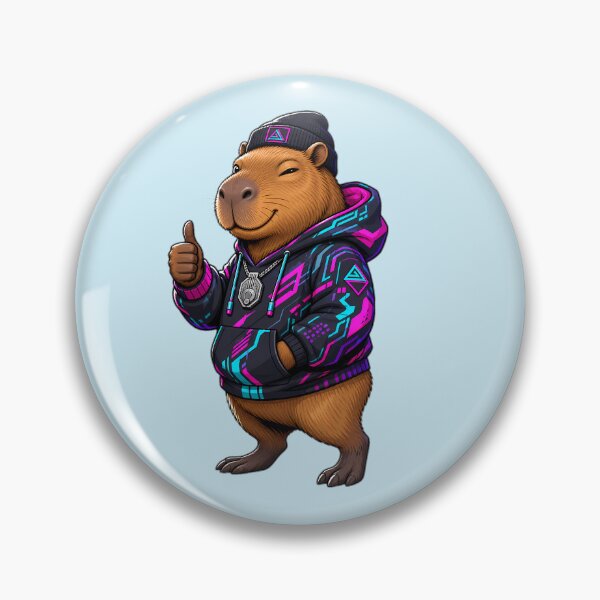 Item preview, Cool Capybara Wearing Streetwear Hoodie Cyberpunk Style designed and sold by LuisWorks.