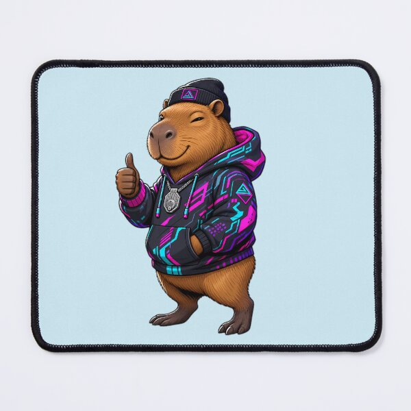 Item preview, Cool Capybara Wearing Streetwear Hoodie Cyberpunk Style designed and sold by LuisWorks.
