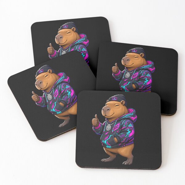Item preview, Cool Capybara Wearing Streetwear Hoodie Cyberpunk Style designed and sold by LuisWorks.