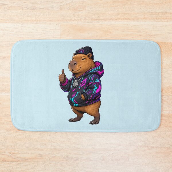 Item preview, Cool Capybara Wearing Streetwear Hoodie Cyberpunk Style designed and sold by LuisWorks.