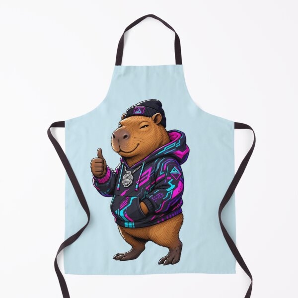Item preview, Cool Capybara Wearing Streetwear Hoodie Cyberpunk Style designed and sold by LuisWorks.