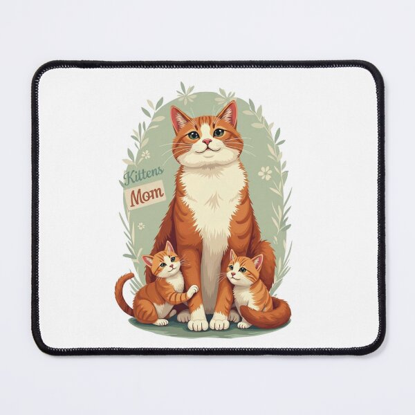 Item preview, Vintage Orange Tabby Kittens Mom Floral Cat Illustration designed and sold by Amp6599.