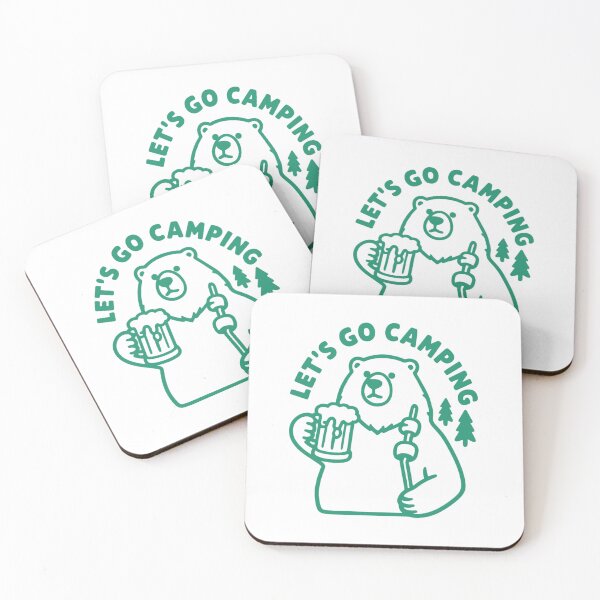 Item preview, Let’s Go Camping Bear Drinking Beer Outdoor Adventure Art designed and sold by HBDStudio.