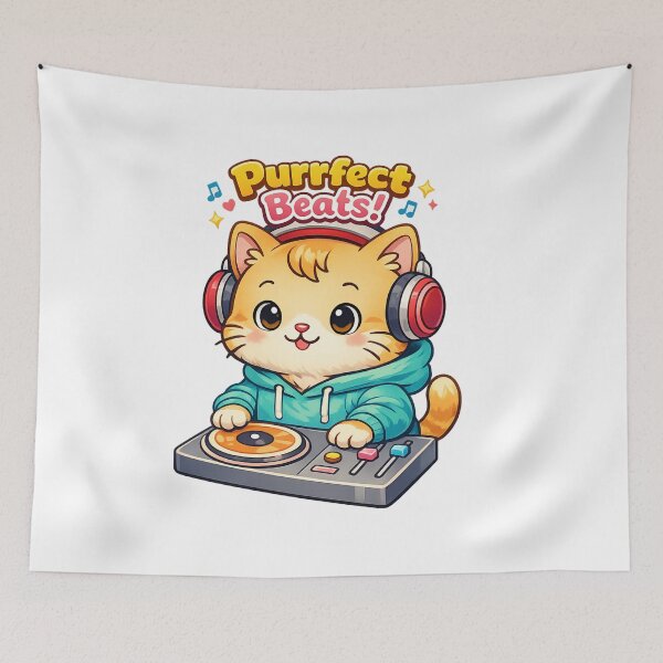 Item preview, DJ Cat Purrfect Beats Shirt designed and sold by SoftSproutstu.