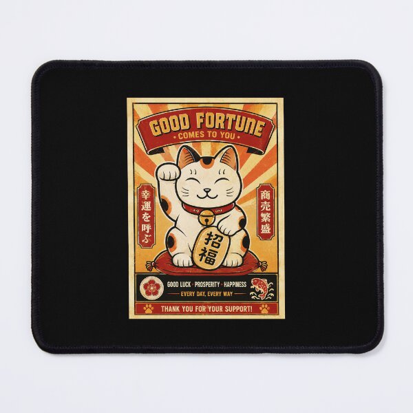 Item preview, Lucky Beckoning Cat Vintage Japanese Fortune Poster designed and sold by eliramaison.
