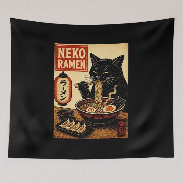 Item preview, Black Cat Ramen Vintage Japanese Noodle Shop designed and sold by ferminhays.