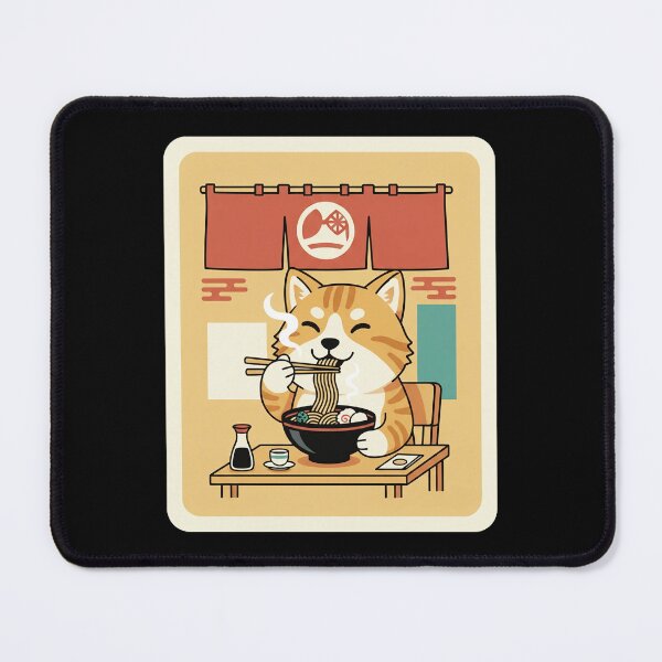 Item preview, Happy Orange Cat Enjoying Noodle Bowl in Cozy Japanese Eatery designed and sold by JordynLadukeg65.