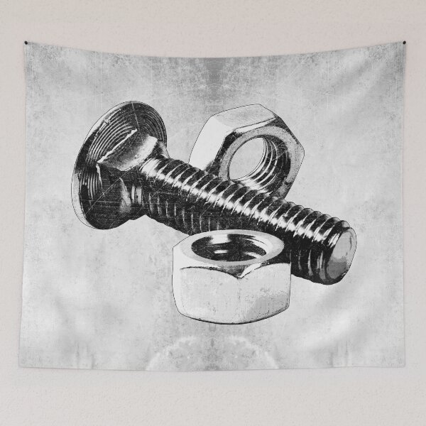 Item preview, Nuts and Bolt Chrome Hardware Dark Industrial Macro Art designed and sold by Ghoul Enterprises.