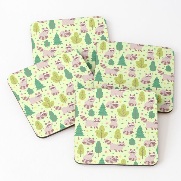 Item preview, pattern with raccoons and trees designed and sold by burbura.