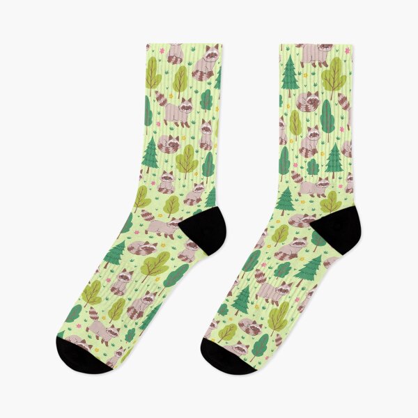 Item preview, pattern with raccoons and trees designed and sold by burbura.