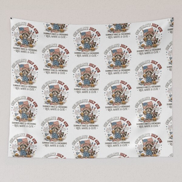 Item preview, Cute July 4th Raccoon Patriotic Summer Vibes designed and sold by PACS0011.