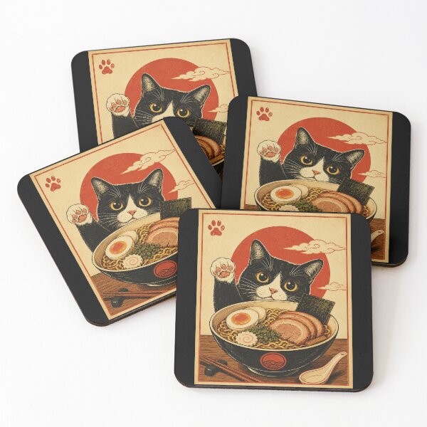 Item preview, Retro Black Cat Ramen Bowl Poster with Vintage Japanese Vibes designed and sold by eliramaison.