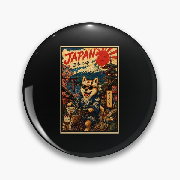 Item preview, Shiba Inu Japan Travel Poster with Vintage Street Festival Style designed and sold by eliramaison.