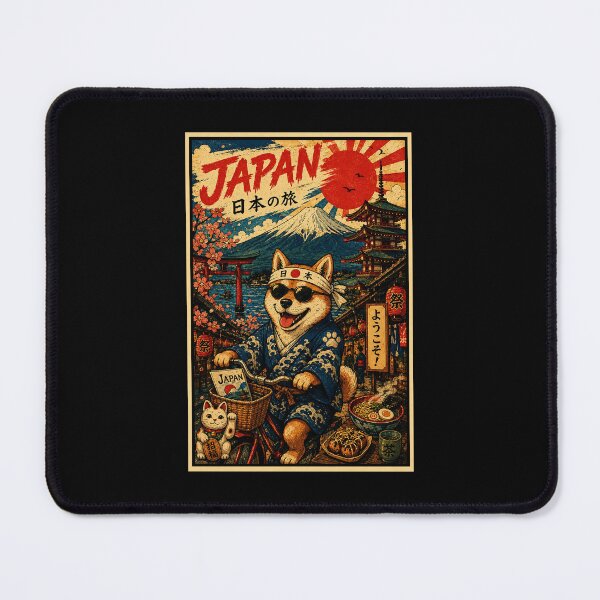 Item preview, Shiba Inu Japan Travel Poster with Vintage Street Festival Style designed and sold by eliramaison.